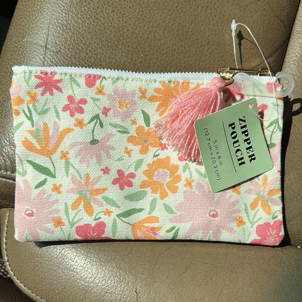 Floral Pink Zipper Pouch